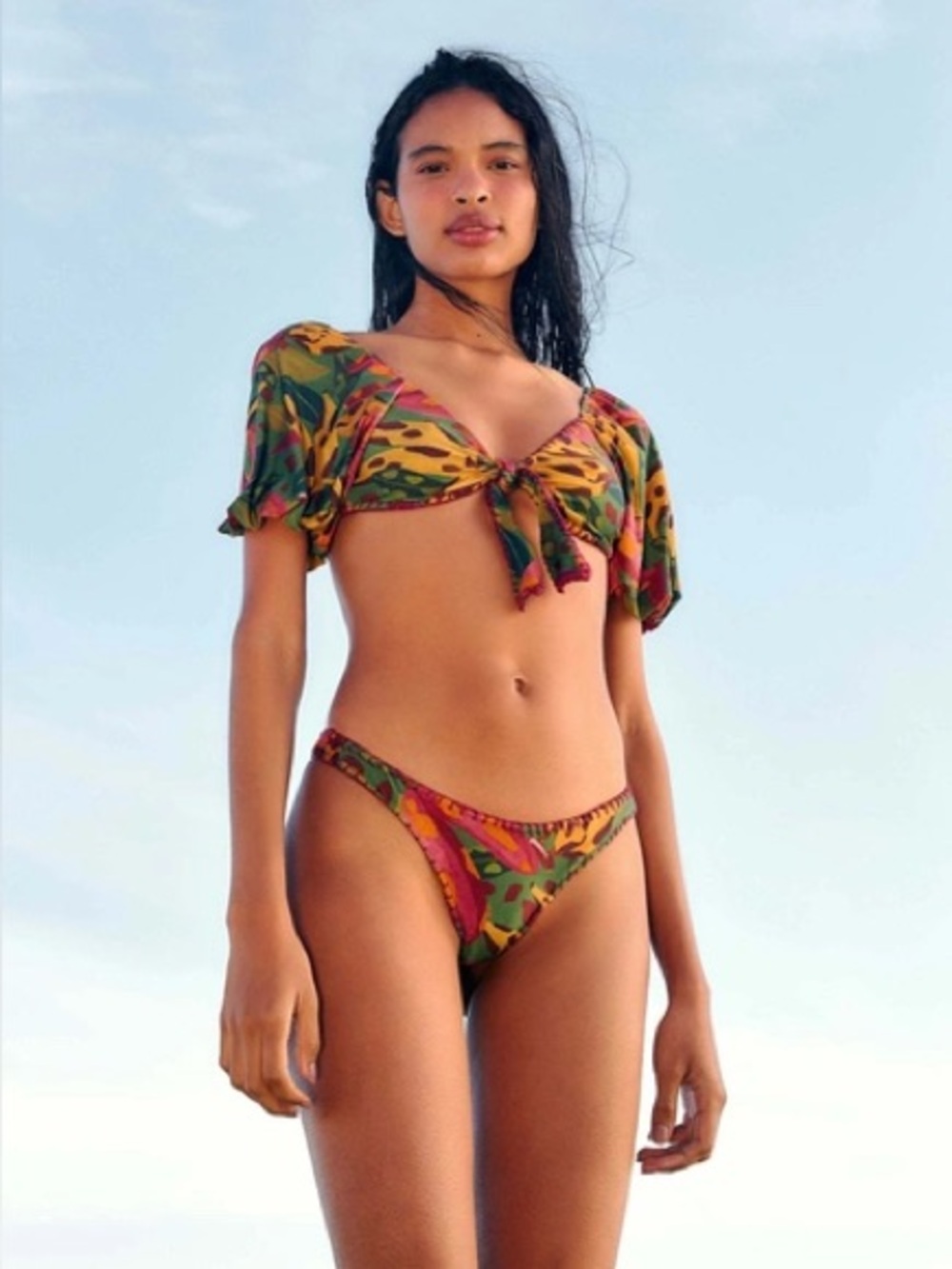 NWT FARM Rio Cow Print Bananas Bikini Set Small tropical resortwear swim